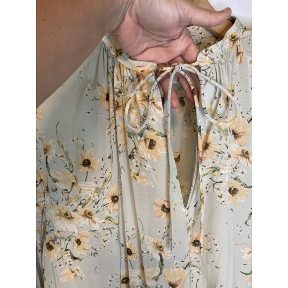 H & M Floral Babydoll Loose Dress Womens 10 Long Sleeve Cottagecore Fairy Boho - Picture 5 of 8